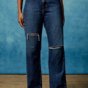 Urban Outfitters Indigo Wide Leg Distressed Jeans